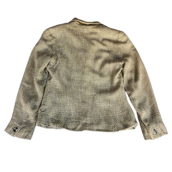 BOHO GIANNI 3 Button Lightweight Lined Yellow Tweed Blazer Size 6 - Picture 4 of 9